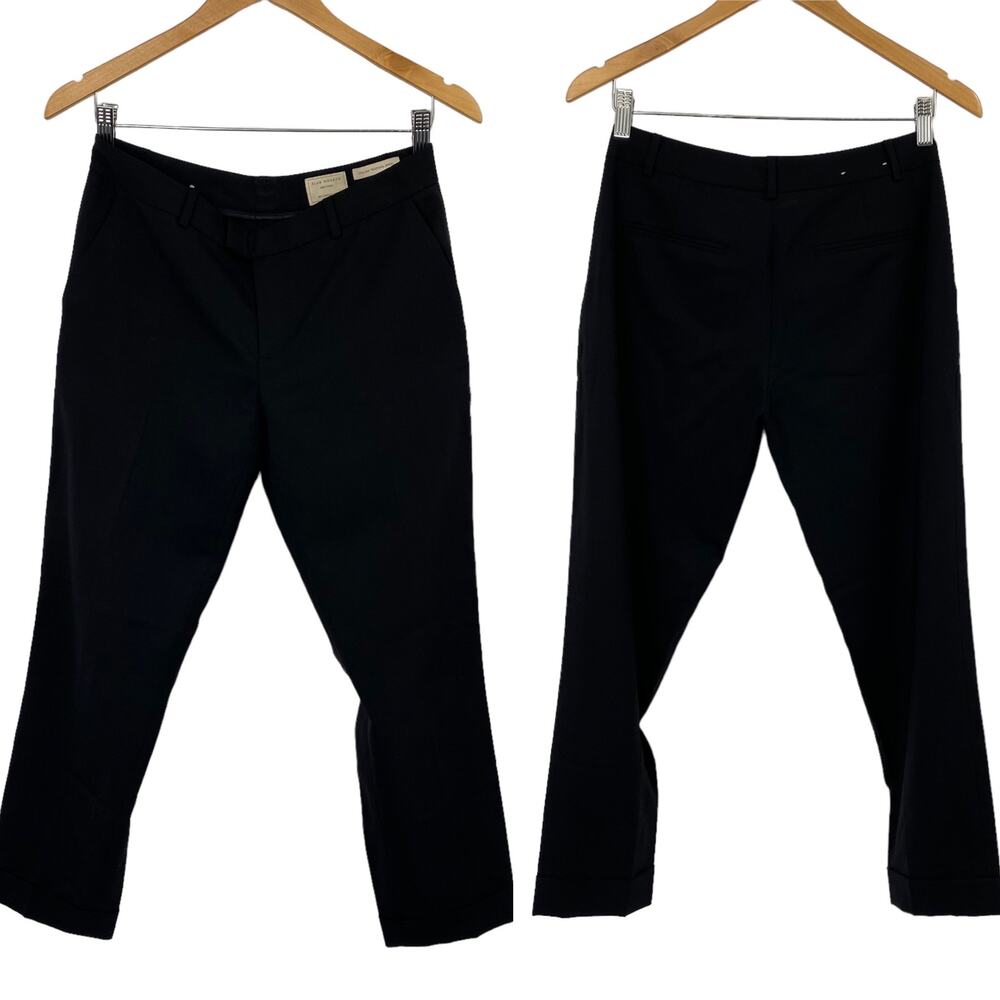 Club Monaco Italian Tropical Wool Pleat Front Dress Pants Crop Black Womens 2